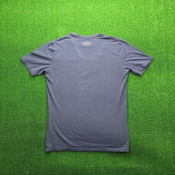 Under Armour Tshirt Mens Small Blue Short Sleeve HeatGear Project Rock Logo - Picture 7 of 8